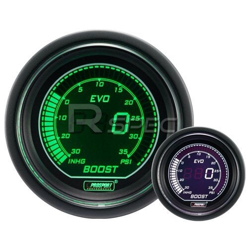 Prosport 52mm Evo LCD Green / White Boost Gauge (Psi)