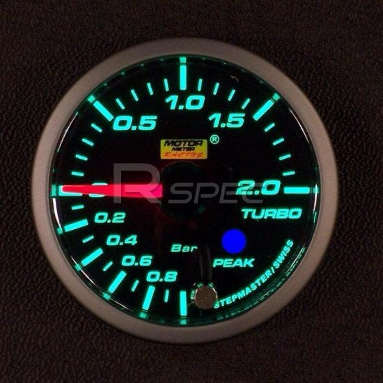 Prosport 52mm Green Stepper Motor (Peak) Turbo Boost Gauge (BAR)
