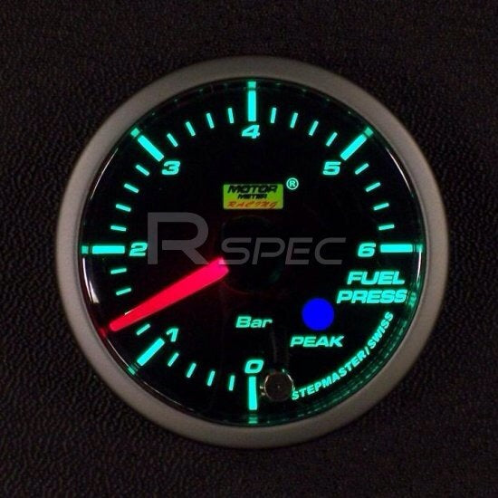Prosport 52mm Green Stepper Motor (Peak) Fuel Pressure Gauge (BAR)