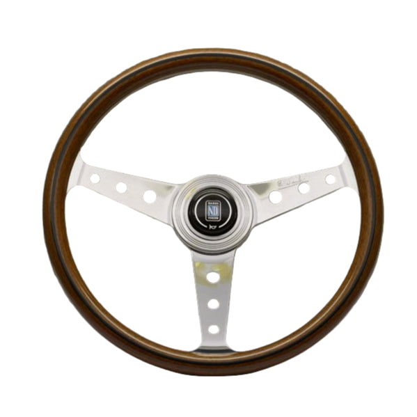 Nardi Classic Wood Steering Wheel 360mm with Polished Spokes (Round Hole)