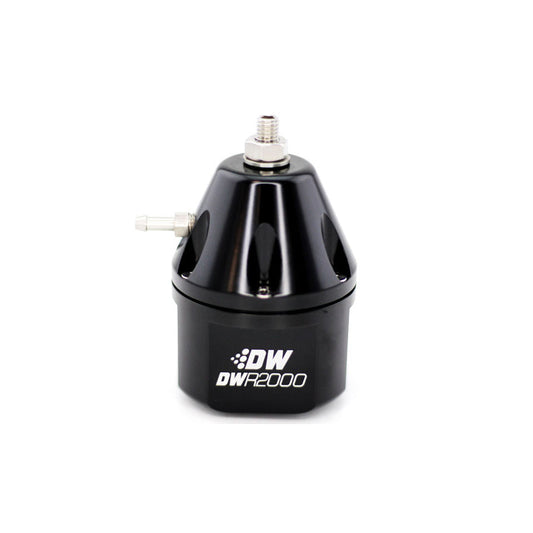 DeatschWerks DWR2000 Adjustable Fuel Pressure Regulator, Anodized Black. Dual -10AN Inlet and -8AN Outlet. Universal Fitment