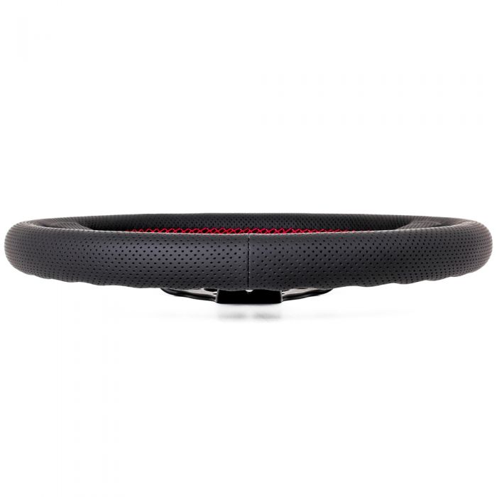 Nardi Deep Corn Perforated Leather Steering Wheel 330mm with Red Stitching and Black Spokes