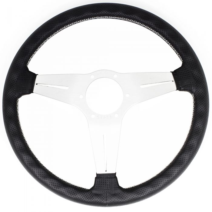 Nardi Deep Corn Perforated Leather Steering Wheel 350mm with Grey Stitching and Satin Spokes