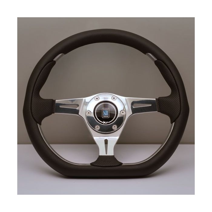 Nardi Kallista Leather/Perforated Leather/ABS Inserts Steering Wheel 350mm with Polished Spokes