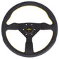 Personal Grinta Leather Steering Wheel 350mm with Yellow Stitching and Black Spokes