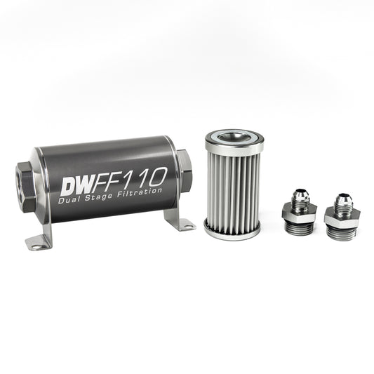 DeatschWerks DW In-Line Fuel Filter Element and Housing Kit, Stainless Steel (8-03-110-005K-6)