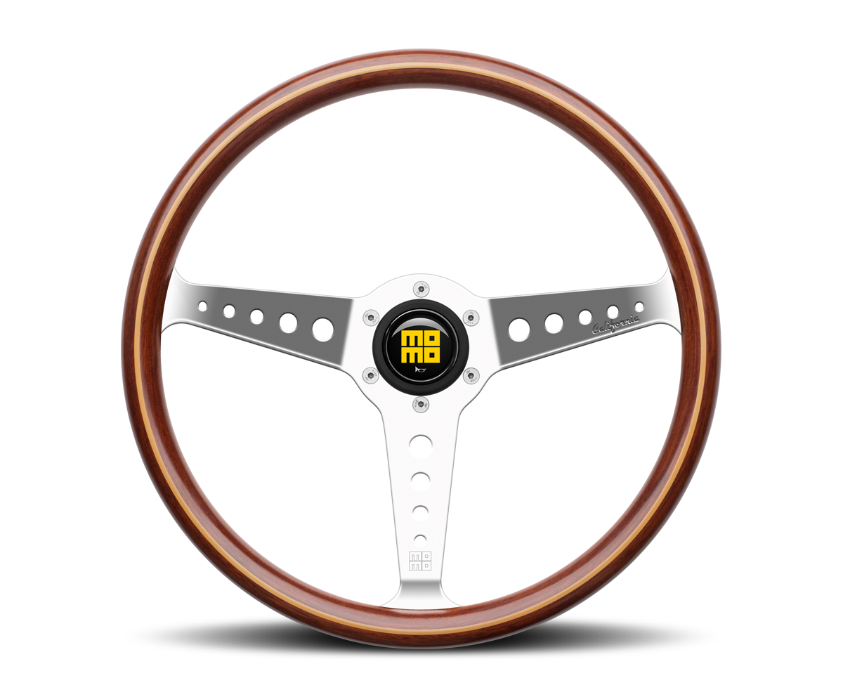MOMO California Heritage Steering Wheel - Polished Spokes/Wood 360mm