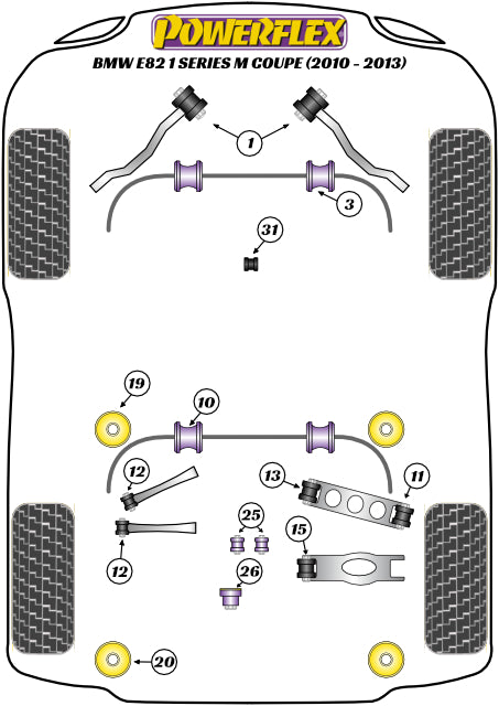 Powerflex Black Rear Diff Rear Mount Bush for BMW E82 1M (10-12)