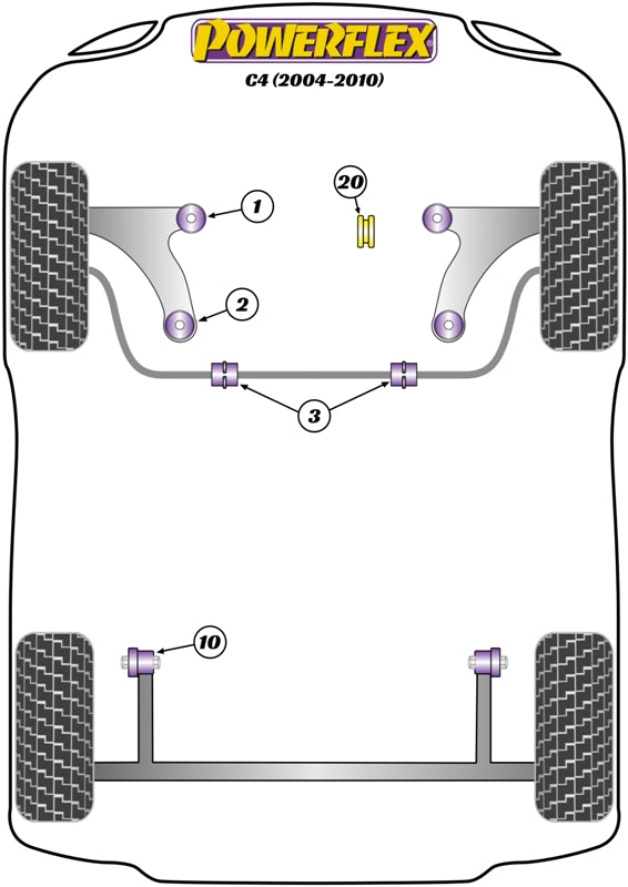 Powerflex Black Rear Beam Rear Mounting Bush for Citroen C4 (04-10)