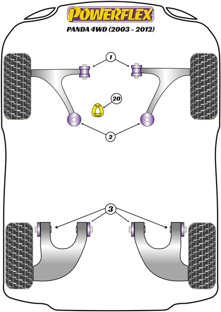 Powerflex Black Rear Trailing Arm Bush for Fiat Panda 169 4WD (03-12)