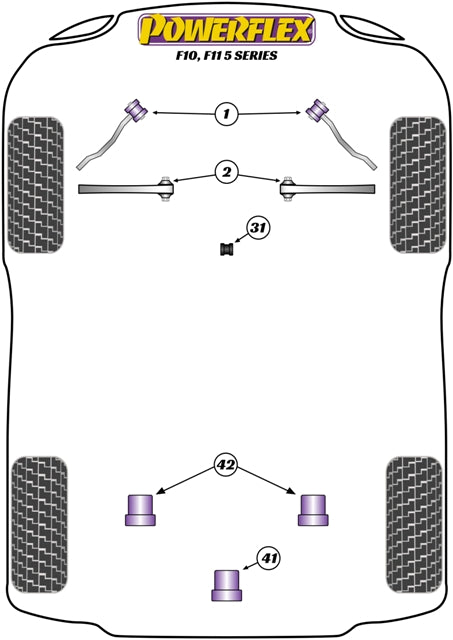 Powerflex Black Front Control Arm Chassis Bush for BMW 5 Series F10/F11 (10-16)