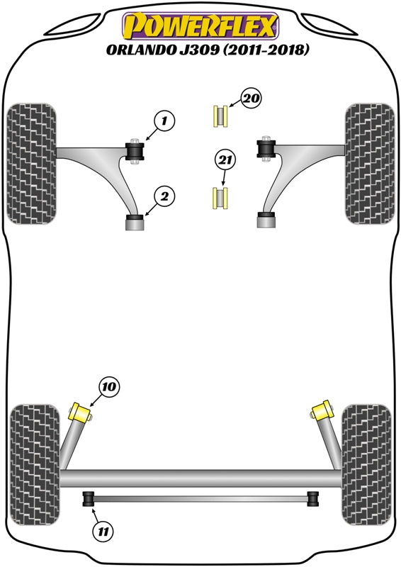 Powerflex Rear Beam Mounting Bush for Chevrolet Orlando J309 (11-18)