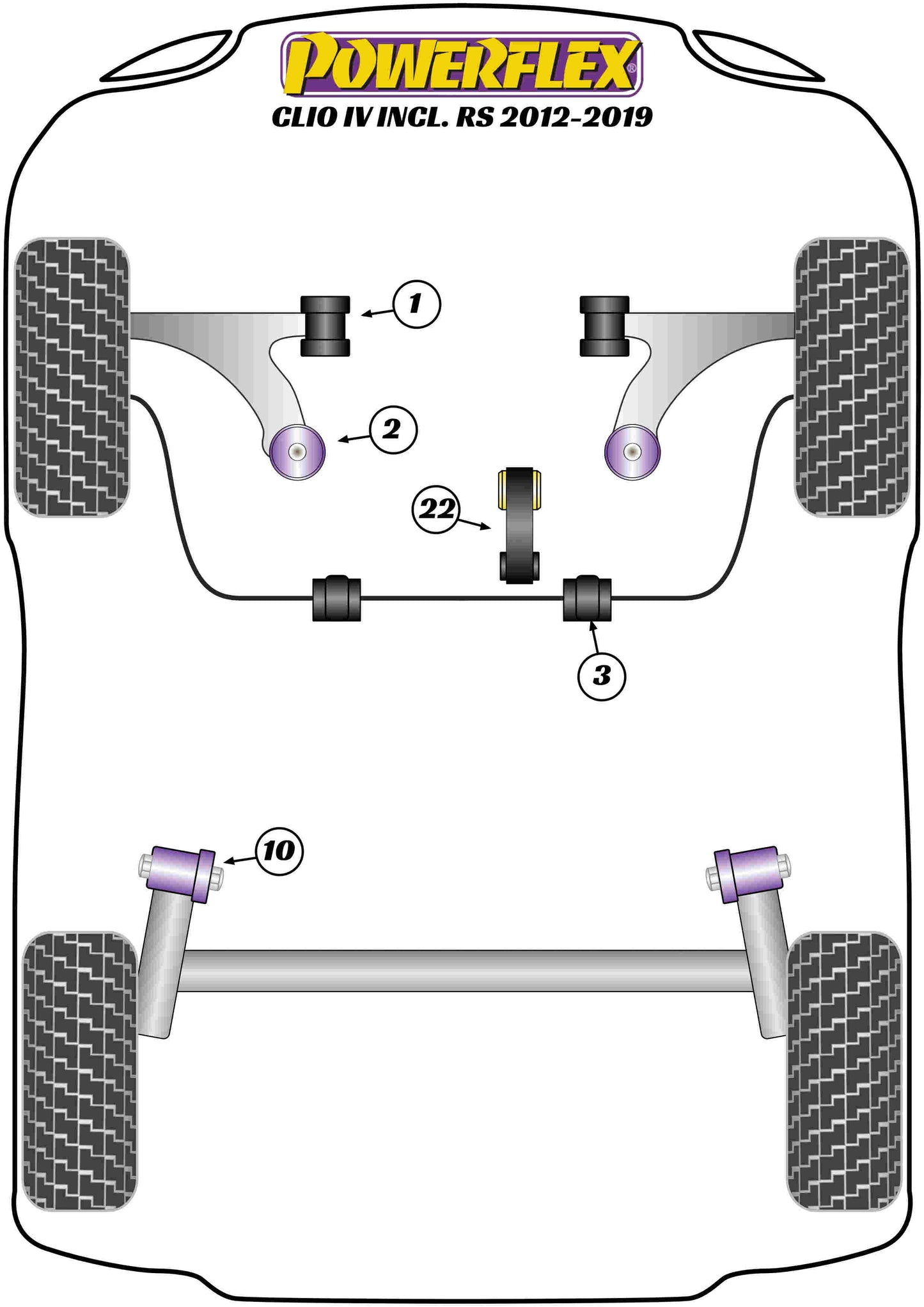 Powerflex Front Arm Rear Caster Bush for Renault Clio Mk4 inc RS (12-19)