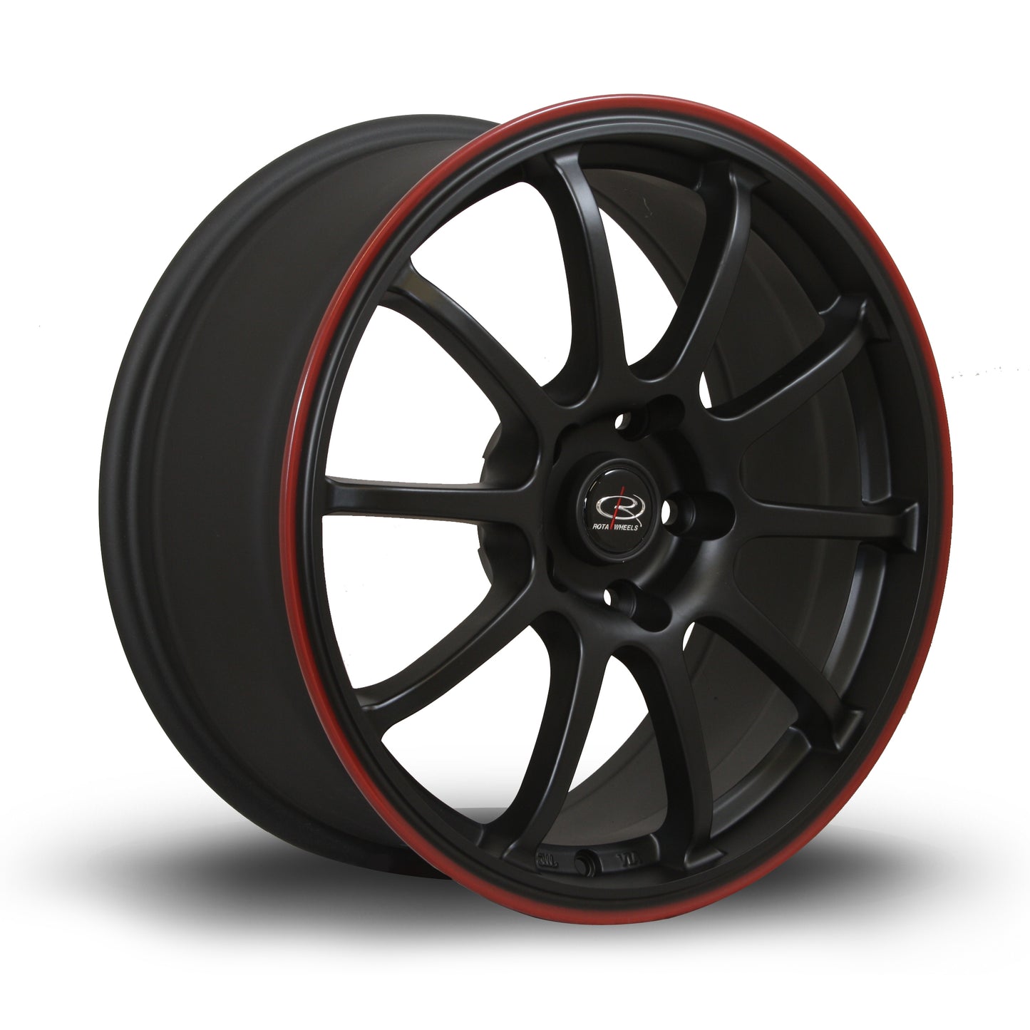 Rota Force Alloy Wheels - 17x8 | 5x100 | ET35 | Flat Black/Red Lip