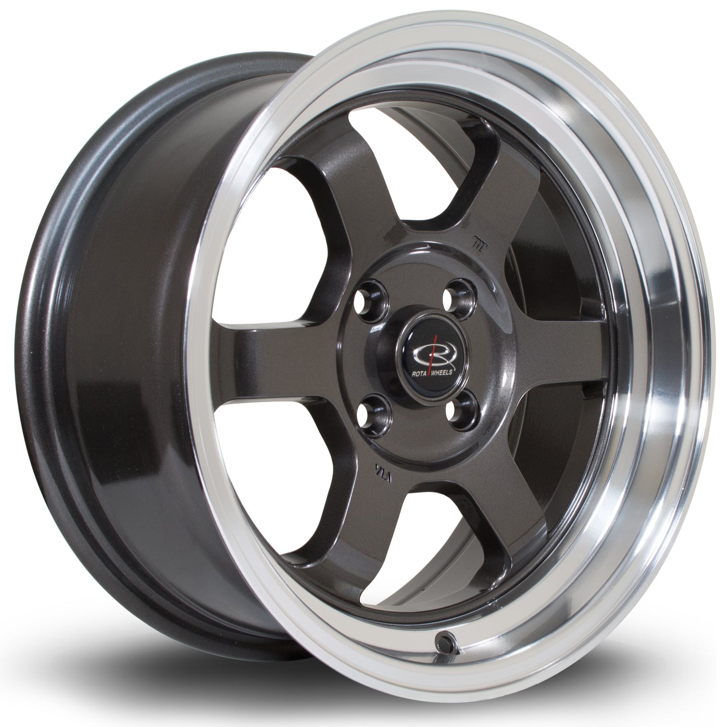 Rota Grid-V Alloy Wheels - 15x7 | 4x108 | ET20 | Gunmetal/Polished Lip