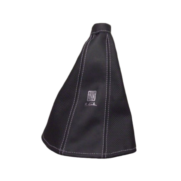 Nardi Leather Handbrake Gaiter - Black Smooth Leather and Black Perforated Leather