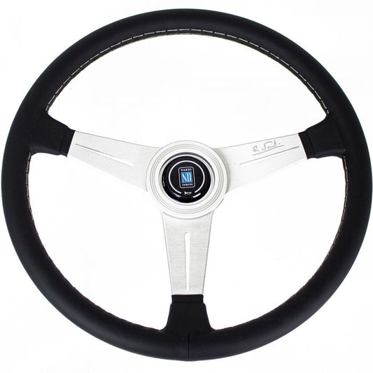 Nardi Classic Leather Steering Wheel 390mm with Grey Stitching and Satin Spokes