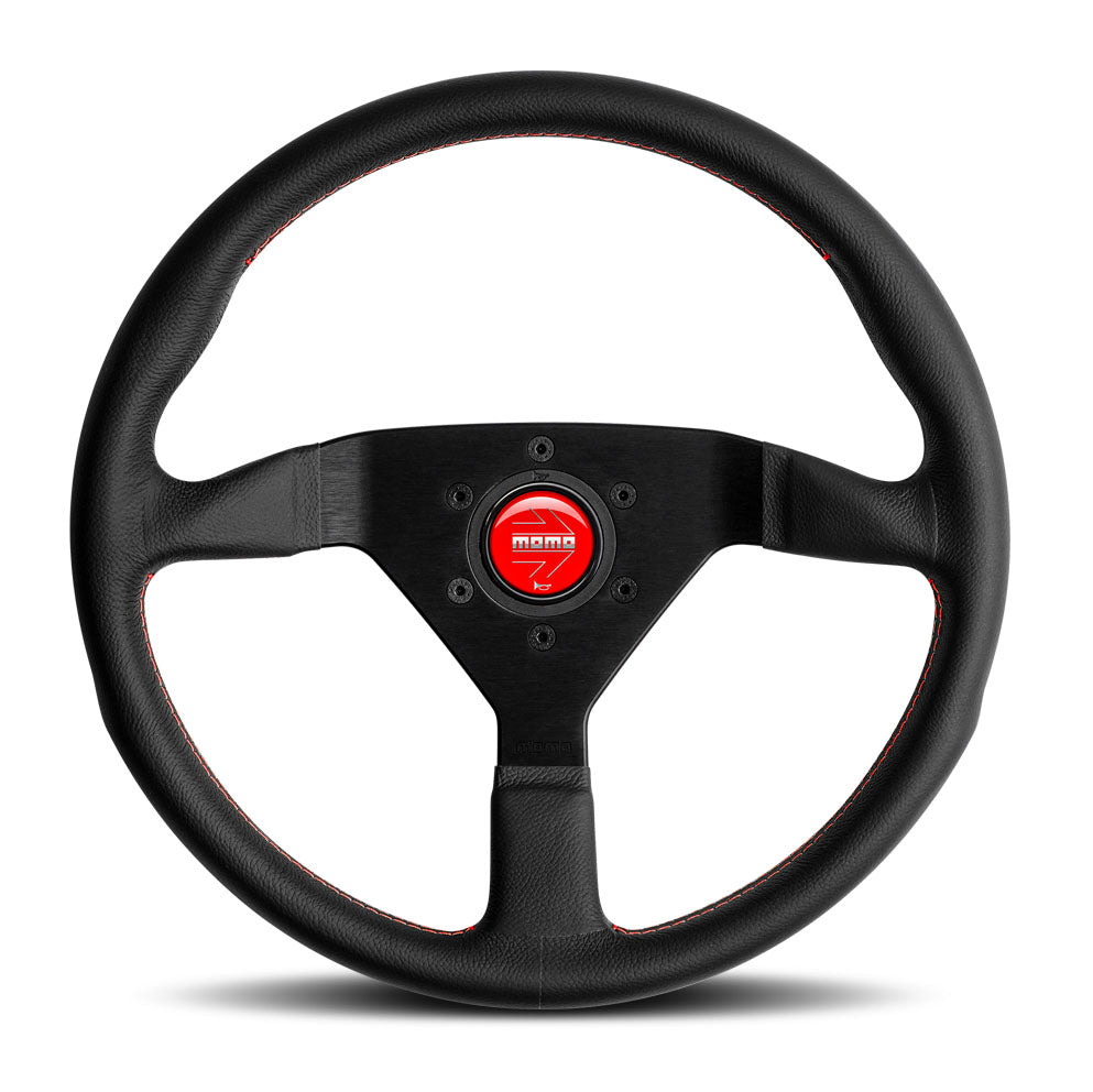 MOMO Montecarlo Steering Wheel - Black Leather/Red Stitch & Horn 350mm