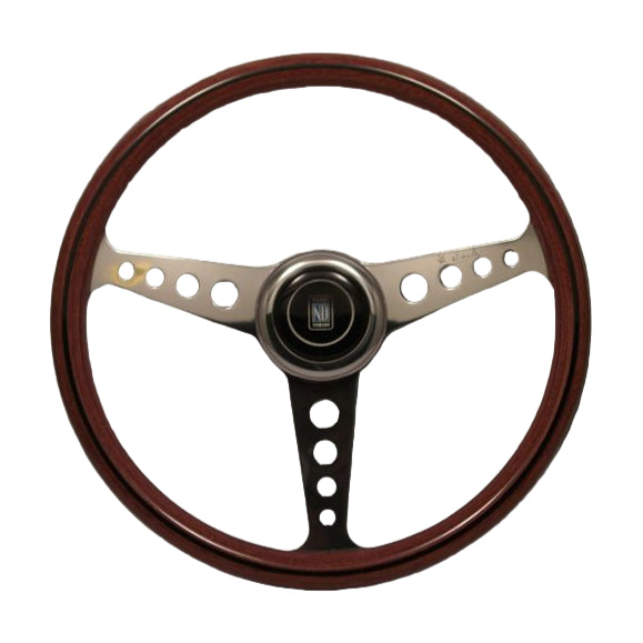 Nardi Classic Wood Steering Wheel 360mm with Polished Spokes (Round Hole) and ANNI 60 Horn Button