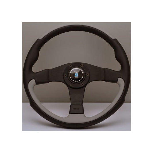 Nardi Challenge Black/Grey Leather Steering Wheel 350mm with Black Spokes
