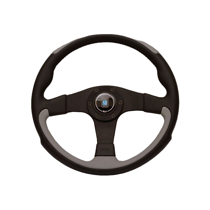 Nardi Challenge Black/Grey Leather Steering Wheel 350mm with Black Spokes