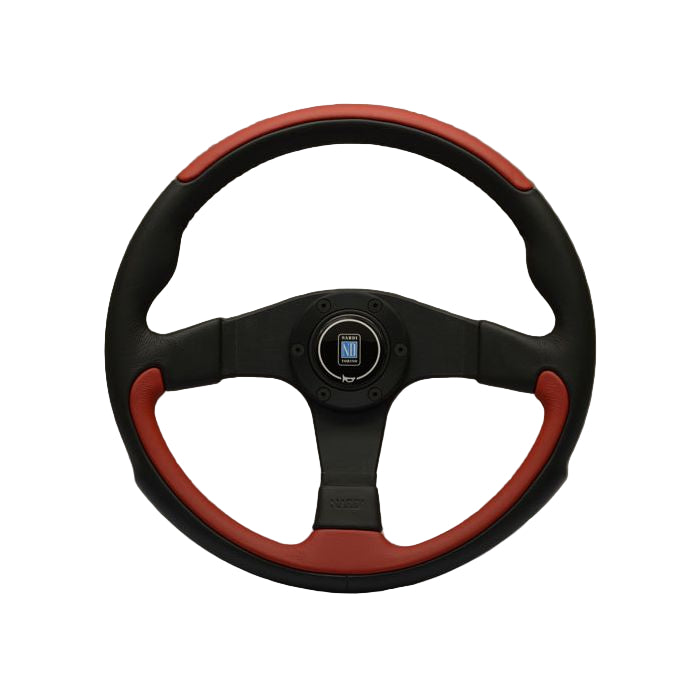 Nardi Leader Black/Red Leather Steering Wheel 350mm with Black Spokes