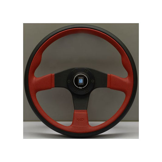 Nardi Twin Line Black/Red Perforated Leather Steering Wheel 350mm with Black Spokes