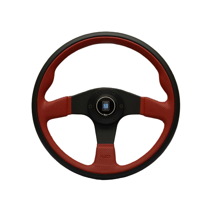 Nardi Twin Line Black/Red Perforated Leather Steering Wheel 350mm with Black Spokes
