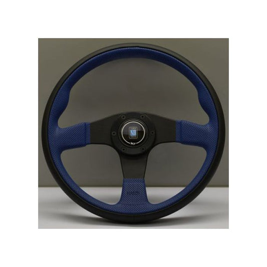 Nardi Twin Line Black Leather/Blue Perforated Leather Steering Wheel 350mm with Black Spokes