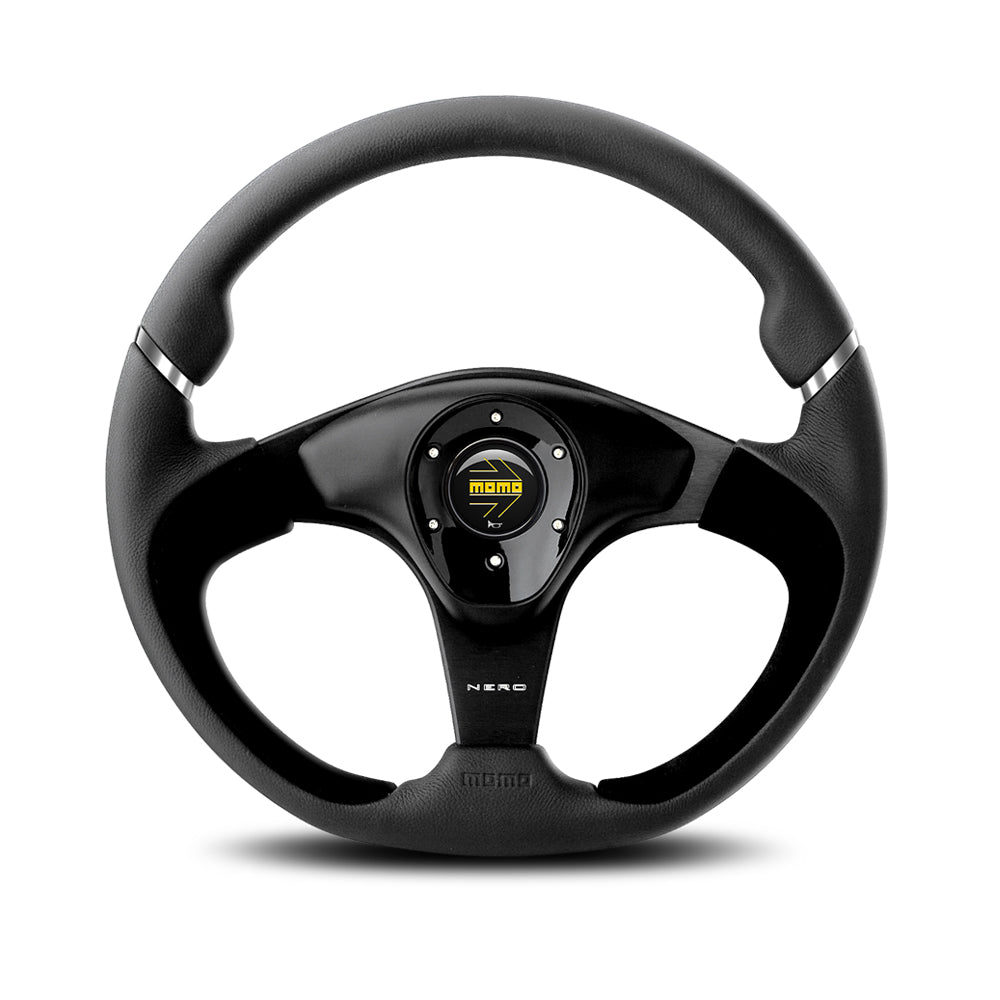 MOMO Nero Steering Wheel - Black Leather/Suede 350mm