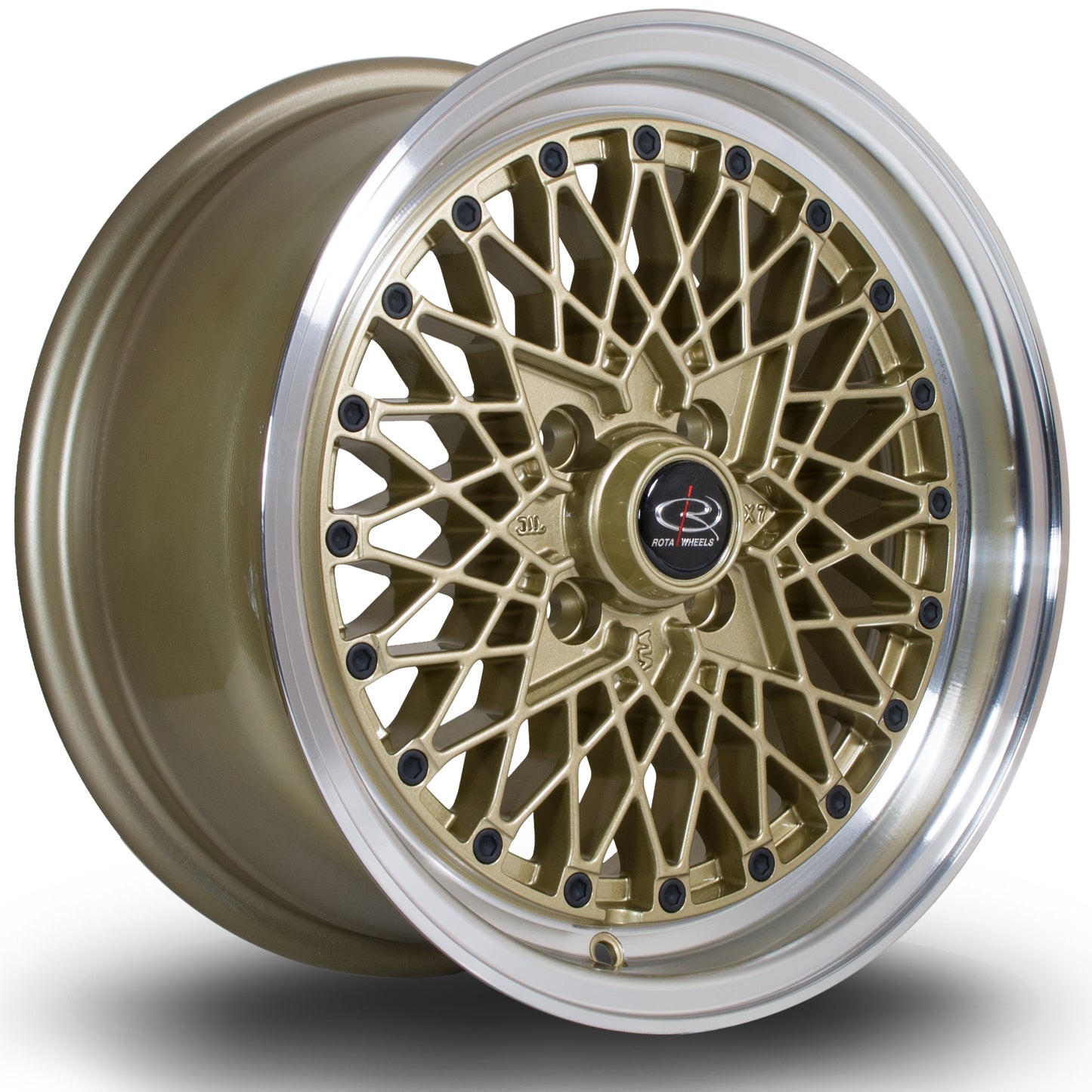 Rota OSMesh Alloy Wheels - 15x7 | 4x100 | ET30 | Gold/Polished Lip