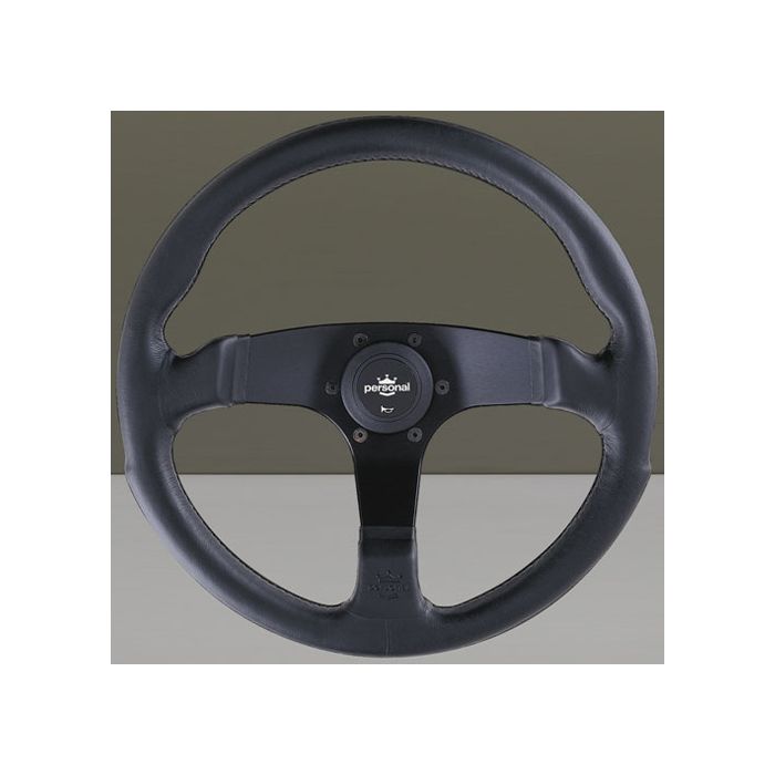 Personal Fitti Leather Steering Wheel 350mm with Black Stitching and Black Spokes