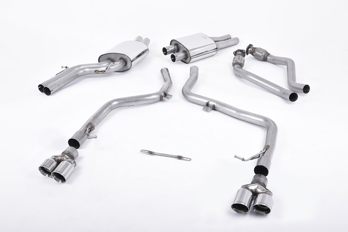 Milltek Cat Back Quad Exhaust Race Version Polished for Audi S4 B8 (09-12)