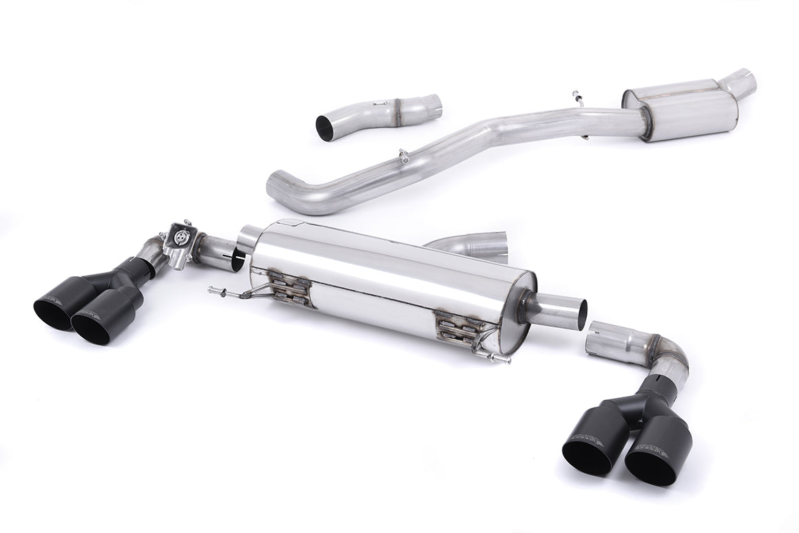 Milltek Resonated Cat Back Exhaust Black Round Tips for Audi S1 8X Quattro 14-18