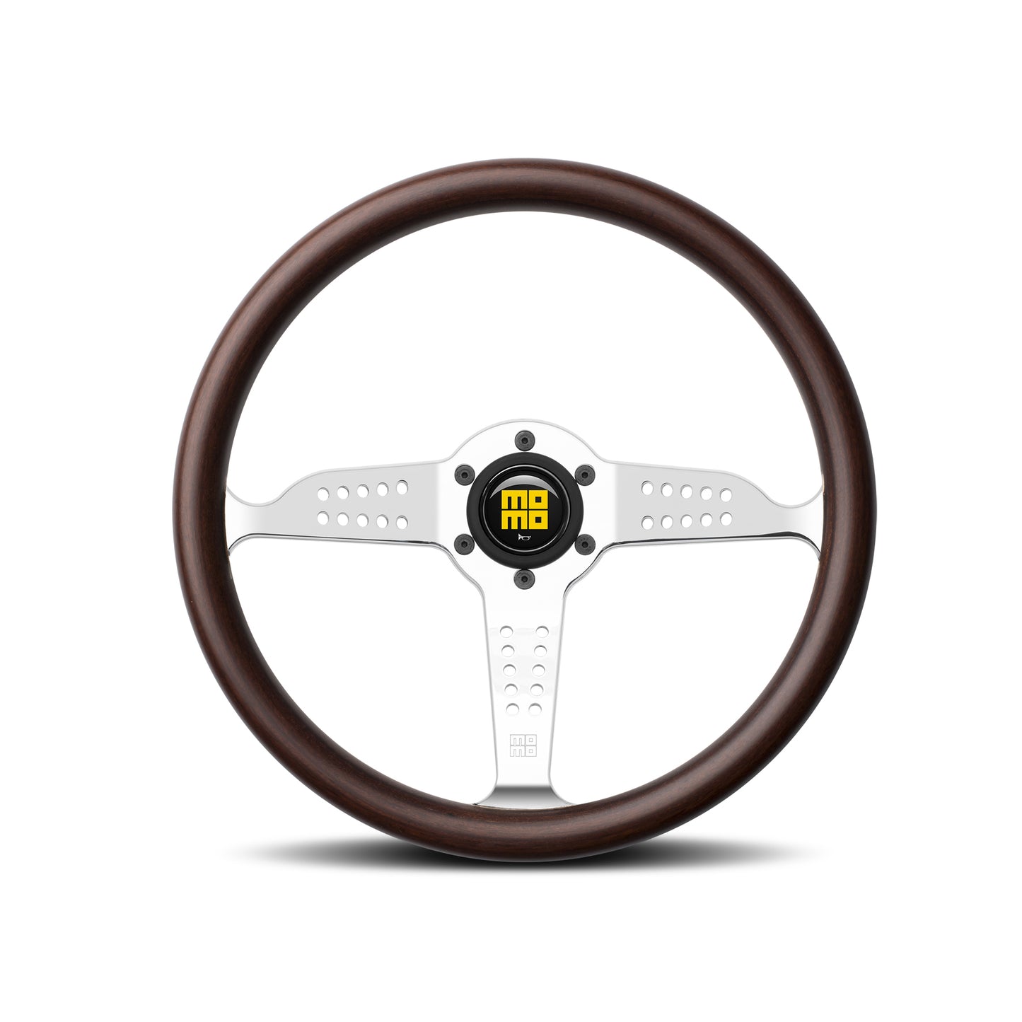 MOMO Super Grand Prix Steering Wheel - Mahogany Wood/Chrome Spoke 350mm