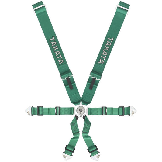 Takata Race 3x2 Snap-on 6 Point Harness - Green (FIA Approved)