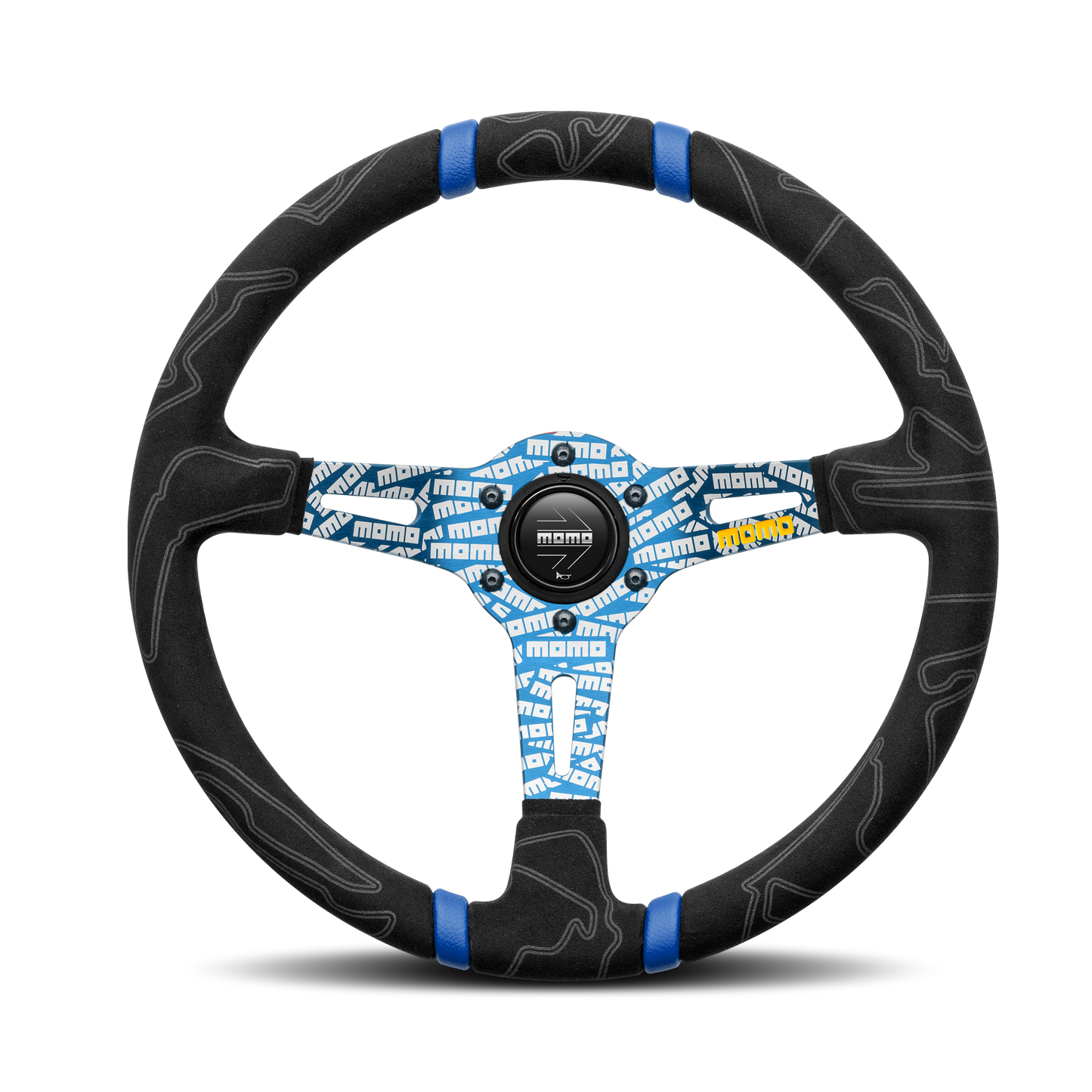 MOMO Ultra Steering Wheel - Black Alcantara/Blue Insert 350mm