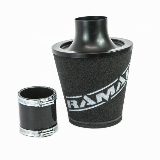 Ramair Medium Foam Filter Aluminium Base 80mm Black with Silicone Coupler