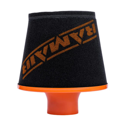 Ramair Large Foam Filter Aluminium Base 70mm Orange with Silicone Coupler