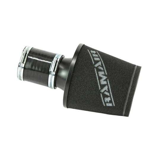 Ramair Small Foam Filter Aluminium Base 70mm Black with Silicone Coupler