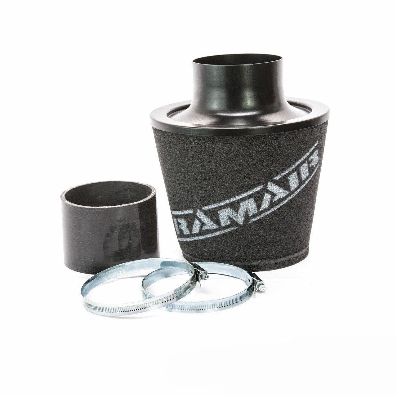 Ramair Large Foam Filter Aluminium Base 100mm Black with Silicone Coupler
