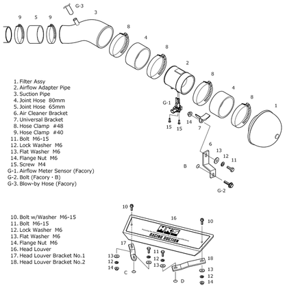 HKS Racing Suction Kit for Suzuki Swift Sport ZC32S M16A