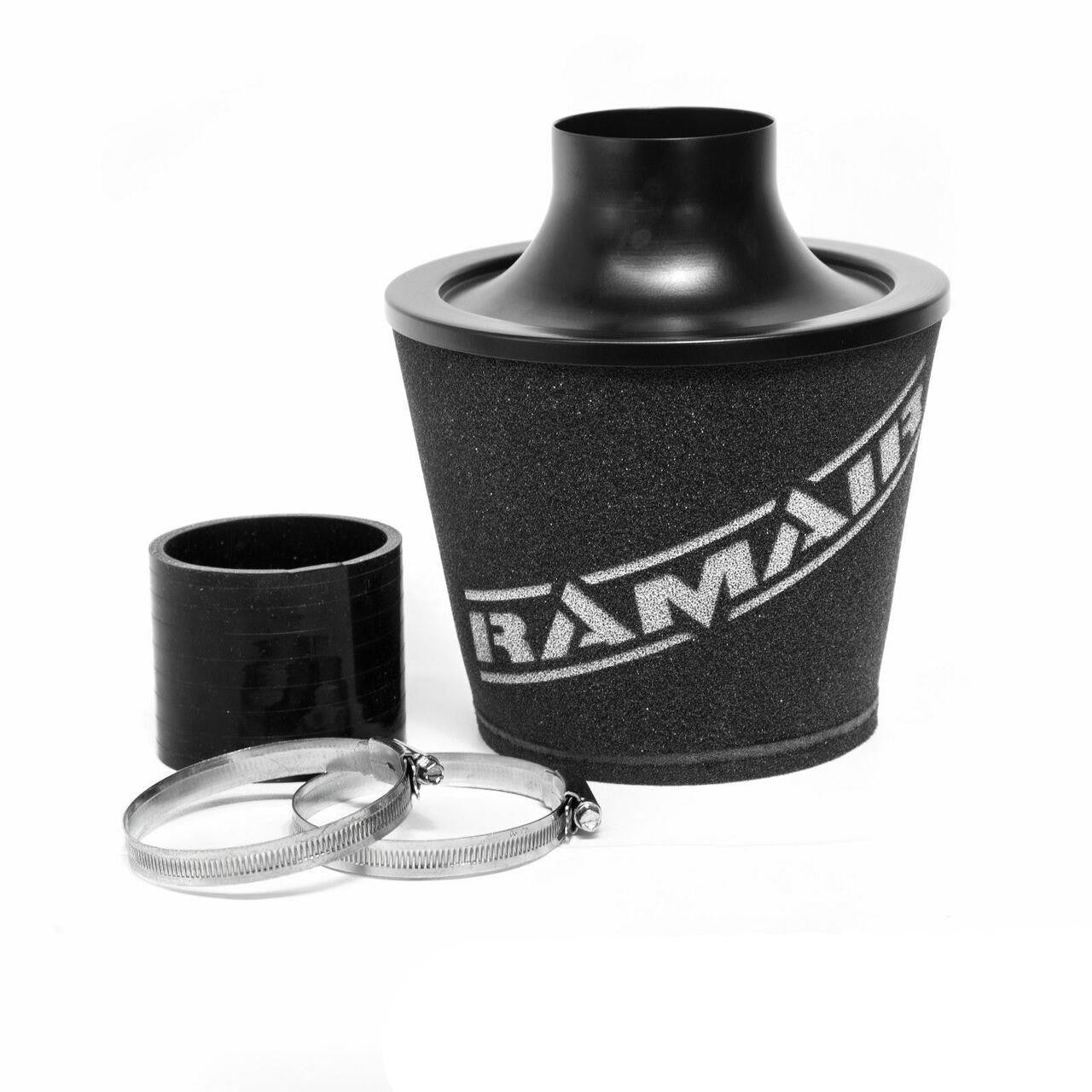 Ramair Large Foam Filter Aluminium Base 80mm Black with Silicone Coupler