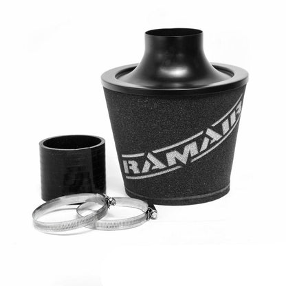 Ramair Large Foam Filter Aluminium Base 80mm Black with Silicone Coupler