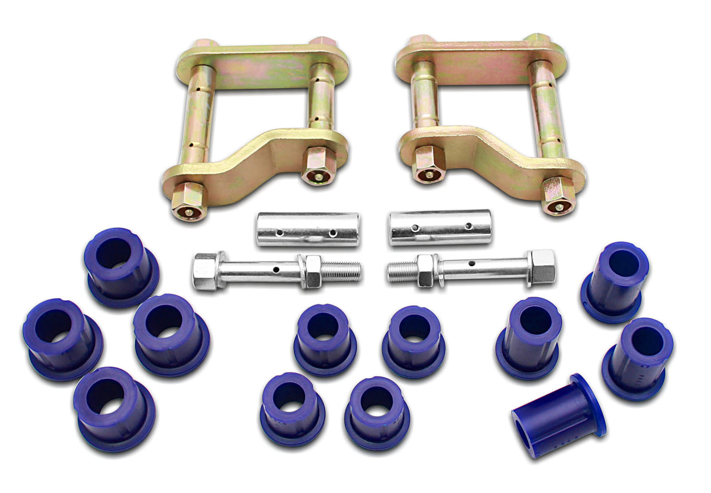 Superpro Rear Leaf Spring Bush Kit & Greaseable Shackle/Pin Kit for Nissan Navara D40 2WD (05-15)