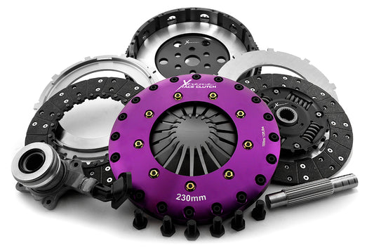 Xtreme Performance - 230mm Sprung hub Organic Twin Plate Clutch Kit Incl Flywheel & CSC 1000Nm - Ford Focus 2.0 ST (12-17)
