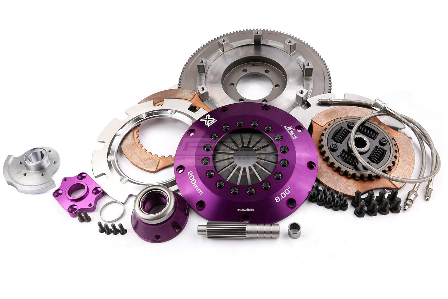 Xtreme Performance - 200mm Sprung Ceramic Twin Plate Clutch Kit Incl Flywheel & CSC 1200Nm - Mazda RX-7 1.3 Twin Turbo (FD3S. FD1031) (02-92)