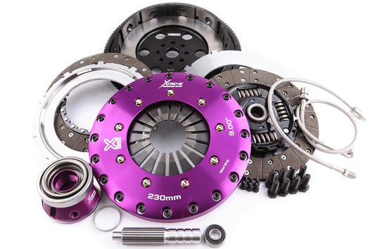 Xtreme Performance - 230mm Sprung hub Organic Twin Plate Clutch Kit Incl Flywheel & CSC 1000Nm - Subaru Impreza 2.0 WRX STi AWD (04-05)