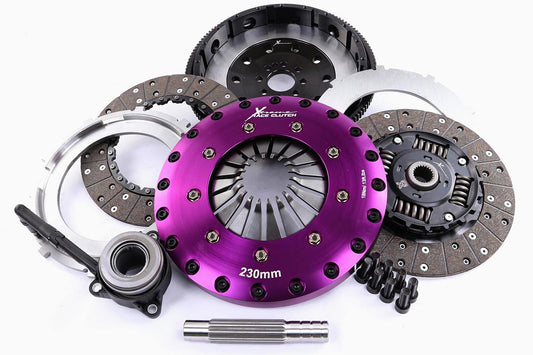 Xtreme Performance - 230mm Sprung hub Organic Twin Plate Clutch Kit Incl Flywheel & CSC 1000Nm (8 bolts) - Volkswagen CC B7 (11-16)