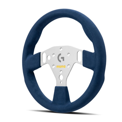 MOMO x Logitech GT 320 Sim Steering Wheel - Silver Spoke/Blue Microfibre